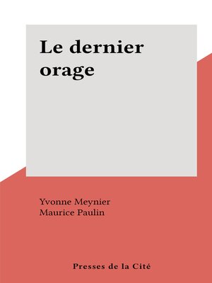 cover image of Le dernier orage